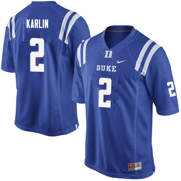Men #2 Daniel Karlin Duke Blue Devils College Football Jerseys Sale-Blue
